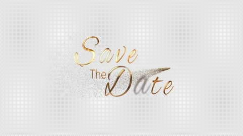 Save the date animation with particle motion, gold color, and alpha chanels Stock Footage 296573716