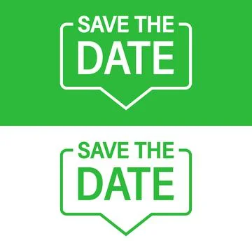 Save the date banner icon in flat style. Compliance message vector illustrati Stock Illustration