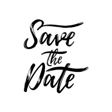 Save the date black text calligraphy vector lettering for wedding love card Illustrazione stock