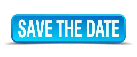 Save the date blue 3d realistic square isolated button Illustrazione stock