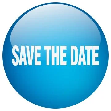 Save the date blue round gel isolated push button Stock Illustration