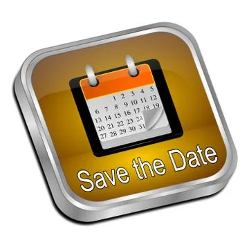 Save the Date Button – 3d illustration Stock Illustration