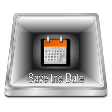 Save the Date Button – 3d illustration Stock Illustration