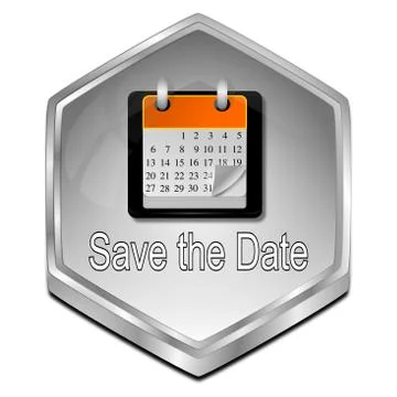 Save the Date Button - 3D illustration Stock-Illustration