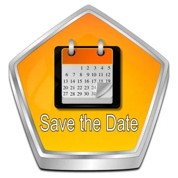 Save the Date Button - 3D illustration Stock-Illustration
