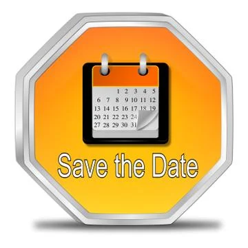 Save the Date Button - 3D illustration Stock Illustration