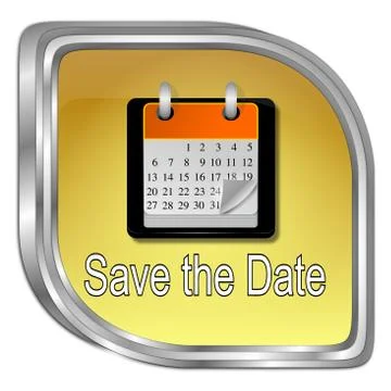 Save the Date Button - 3D illustration Stock Illustration