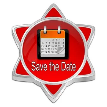 Save the Date Button - 3D illustration Stock Illustration
