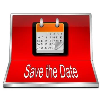 Save the Date Button - 3D illustration Stock Illustration