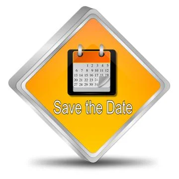 Save the Date Button – 3d illustration Illustrazione stock