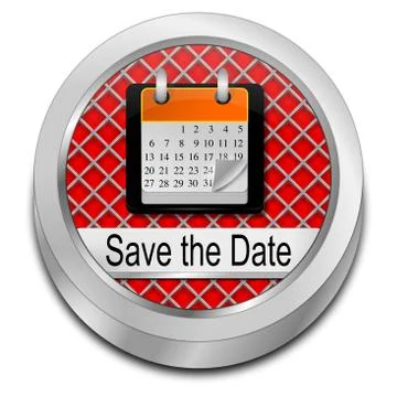 Save the Date Button - 3D illustration Stock Illustration