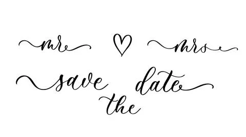 Save the Date calligraphy. Hand lettering wedding phrase for invitation desig Stock Illustration