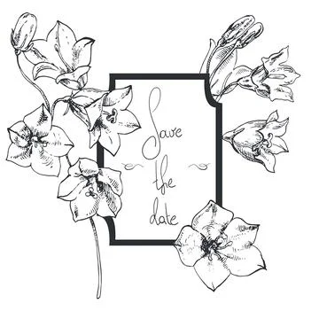 Save the date card, bellflower Stock Illustration