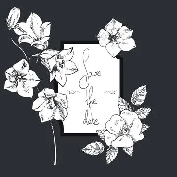 Save the date card, bellflower Stock Illustration