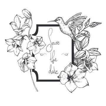 Save the date card, bellflower Stock Illustration