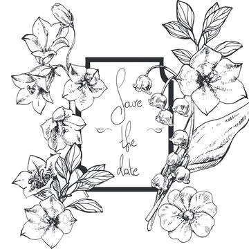 Save the date card, bellflower Stock Illustration