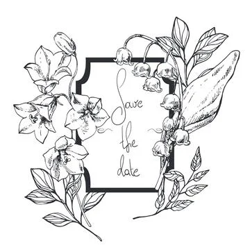 Save the date card, bellflower Stock Illustration