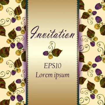 Save the date card with blackberry. Stock Illustration