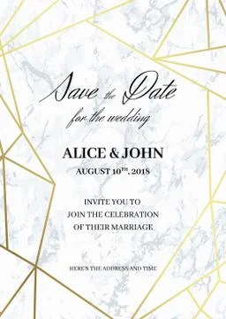 Save the date card template of geometric design Stock Illustration