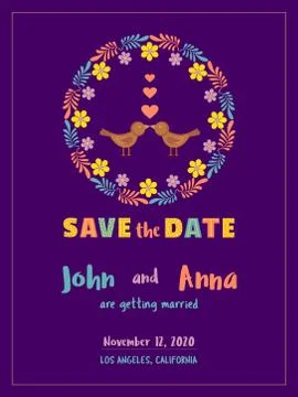 Save the Date Card template. Stock Illustration