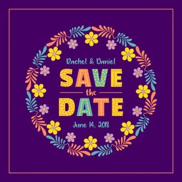 Save the Date Card template. Stock Illustration