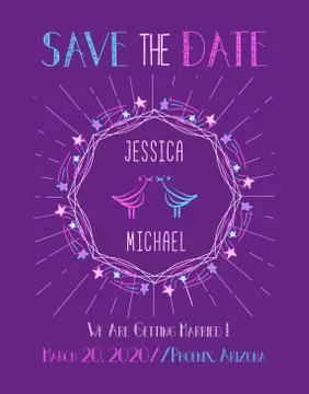 Save the Date Card template. Stock Illustration