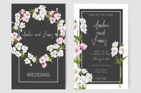 Save the date card, wedding invitation, greeting card with beautiful Stock Illustration