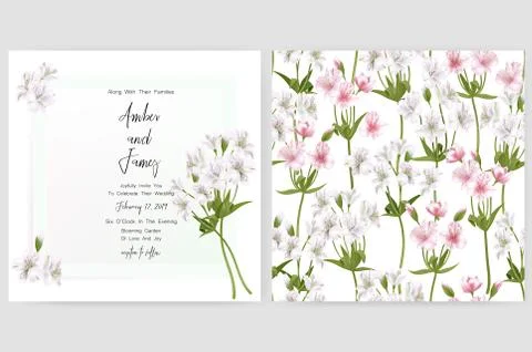 Save the date card, wedding invitation, greeting card with beautiful Stock Illustration