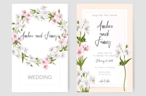 Save the date card, wedding invitation, greeting card with beautiful Stock Illustration