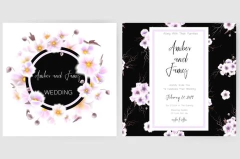 Save the date card, wedding invitation, greeting card with beautiful flowers and Stock Illustration