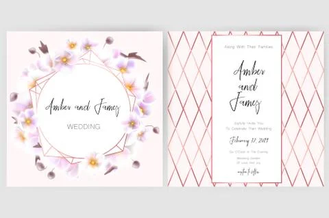 Save the date card, wedding invitation, greeting card with beautiful flowers and Stock Illustration