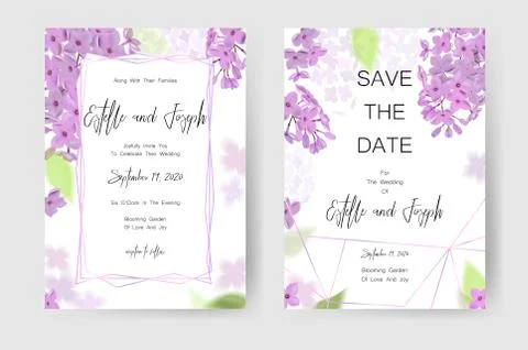 Save the date card, wedding invitation, greeting card with beautiful flowers and Stock Illustration