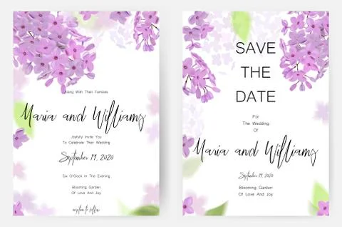 Save the date card, wedding invitation, greeting card with beautiful flowers and Illustrazione stock