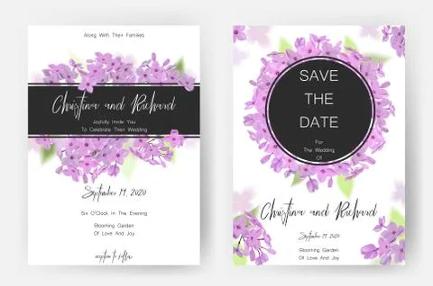 Save the date card, wedding invitation, greeting card with beautiful flowers and Stock Illustration