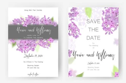 Save the date card, wedding invitation, greeting card with beautiful flowers and Illustrazione stock