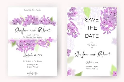 Save the date card, wedding invitation, greeting card with beautiful flowers and Stock Illustration