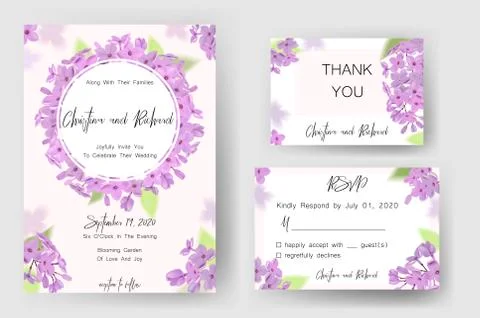 Save the date card, wedding invitation, greeting card with beautiful flowers and Stock Illustration
