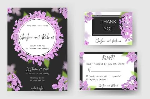 Save the date card, wedding invitation, greeting card with beautiful flowers and Illustrazione stock