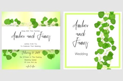 Save the date card, wedding invitation, greeting card with beautiful flowers Stock Illustration