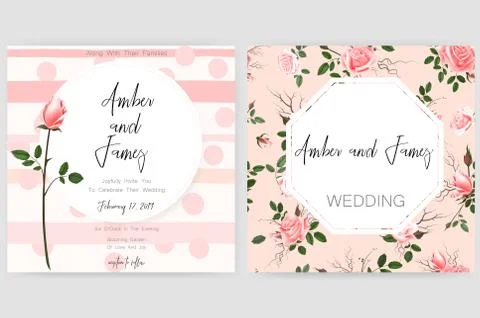 Save the date card, wedding invitation, greeting card with beautiful flowers and Illustrazione stock