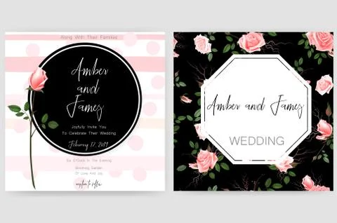 Save the date card, wedding invitation, greeting card with beautiful flowers and Stock Illustration