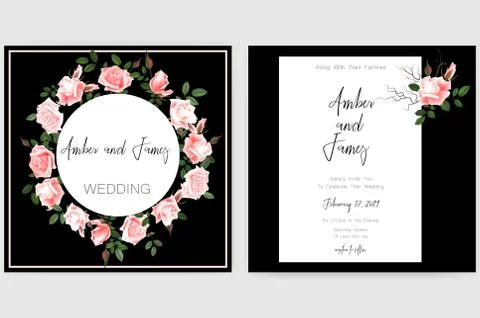 Save the date card, wedding invitation, greeting card with beautiful flowers and Stock Illustration