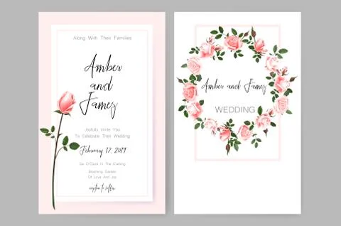 Save the date card, wedding invitation, greeting card with beautiful flowers and Stock Illustration