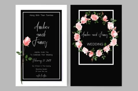 Save the date card, wedding invitation, greeting card with beautiful flowers and Stock Illustration