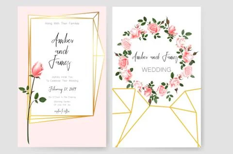 Save the date card, wedding invitation, greeting card with beautiful flowers and Stock Illustration