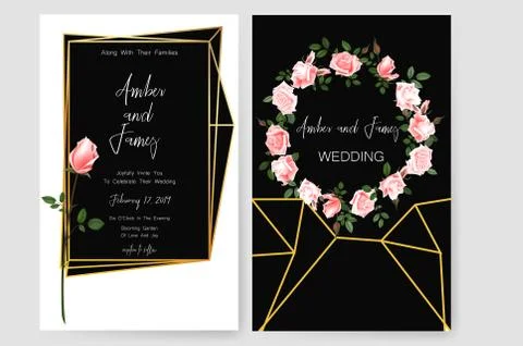 Save the date card, wedding invitation, greeting card with beautiful flowers and Illustrazione stock