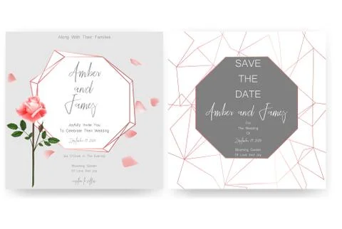 Save the date card, wedding invitation, greeting card with beautiful flowers and Stock Illustration