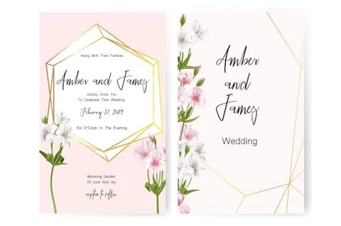 Save the date card, wedding invitation, greeting card with beautiful Stock Illustration