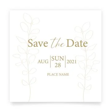 Save the date card. Wedding invitation template, with leaves of eucalyptus in Stock Illustration