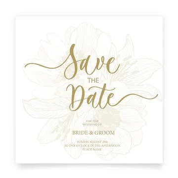 Save the date card. Wedding invitation template, with flowers: peony, poppy,  Stock Illustration